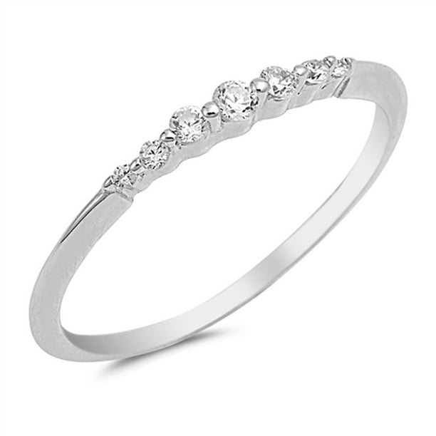 Sterling Silver Cubic Zirconia Stackable Ring 5mm Choose Your Color 